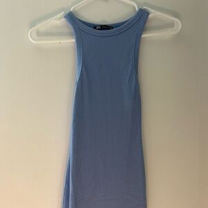 Zara Womens Small Maxi Racerback Blue Sundress